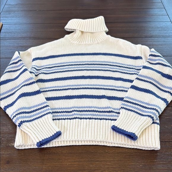 Madewell Ribbed Cotton Turtleneck Sweater in Stripe Size XS - Picture 5 of 12